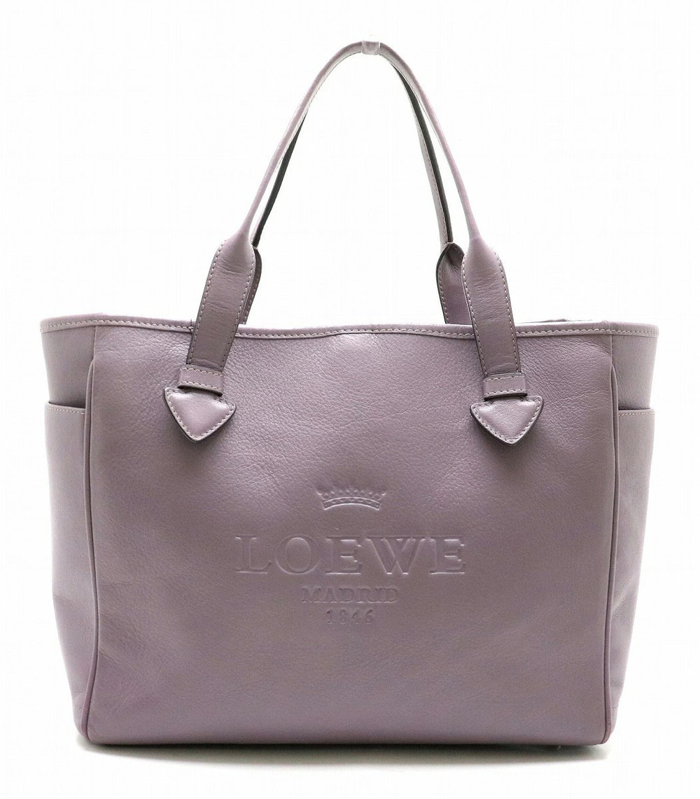 Loewe Heritage Handbag Tote Bag Leather Mauve Purple